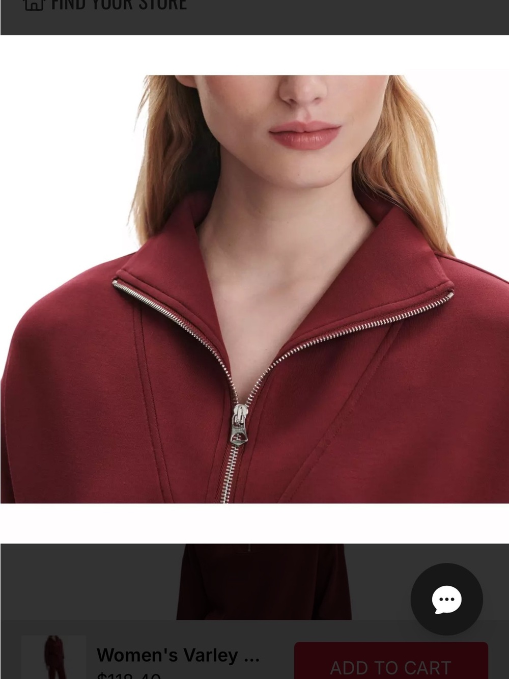 Varley Zip-Front Pullover in Deep Burgundy - Picture 2 of 8